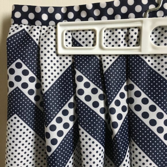 Vintage Handmade Zig-zag & Polka Dots Pleated Midi Skirt - Picture 4 of 14